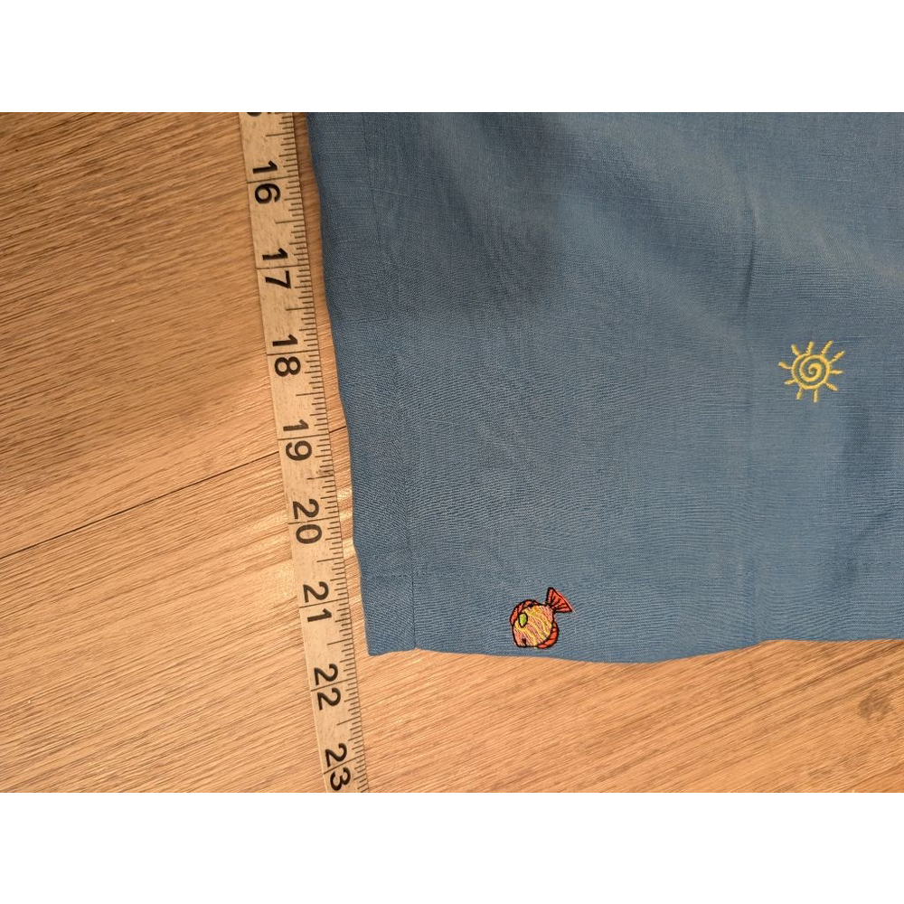 Women's Blue Wide Leg Pants with Tropical Fish Embroidery 16W Resort Wear - Picture 9 of 9